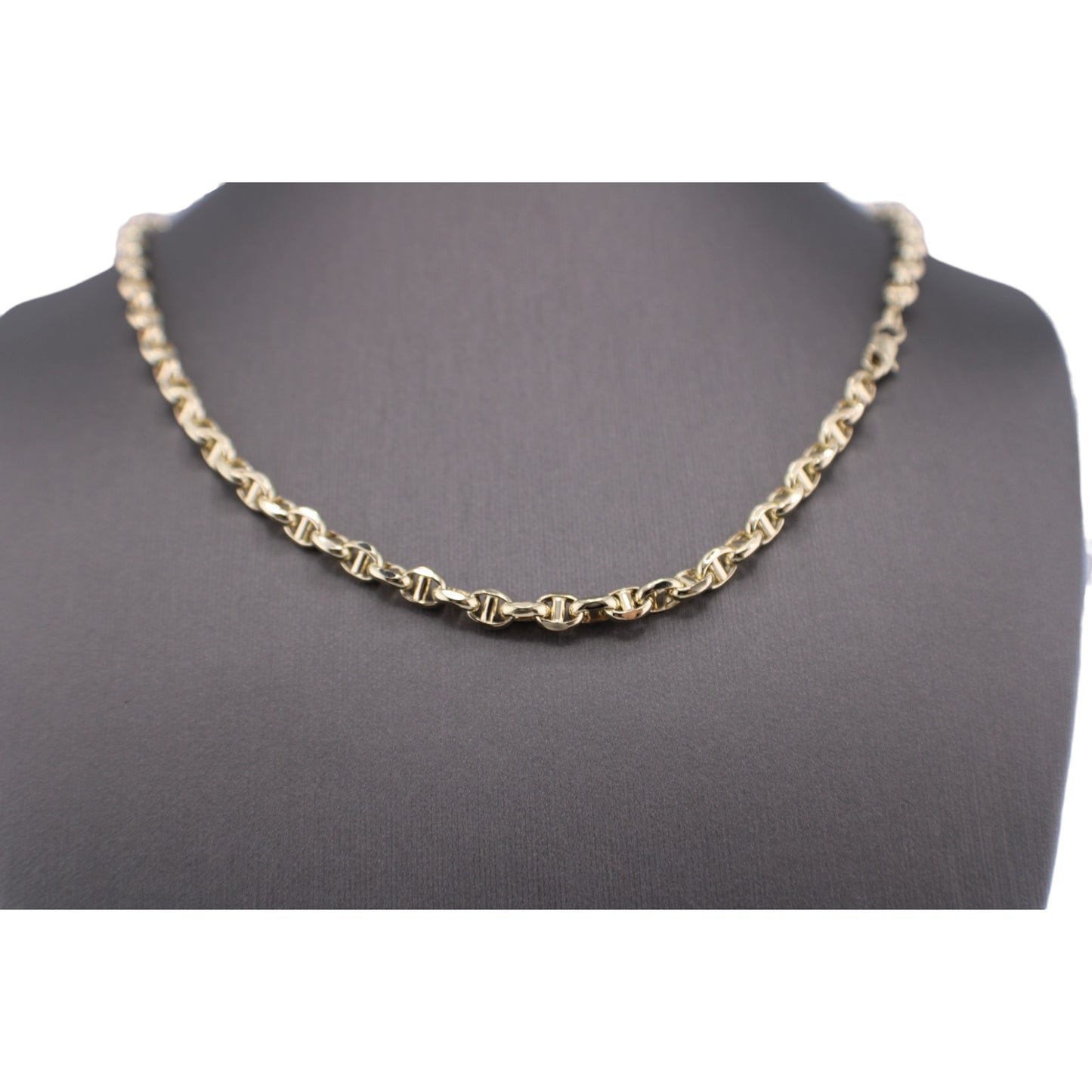 14KT Yellow Gold Fancy Puff Anchor Link Chain.