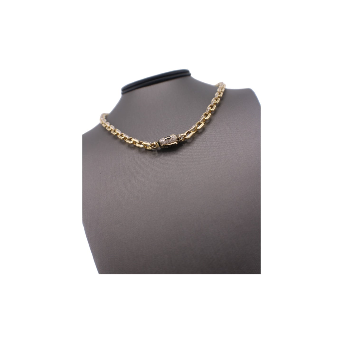 14KT Yellow Gold Fancy Monaco Square Link Chain.