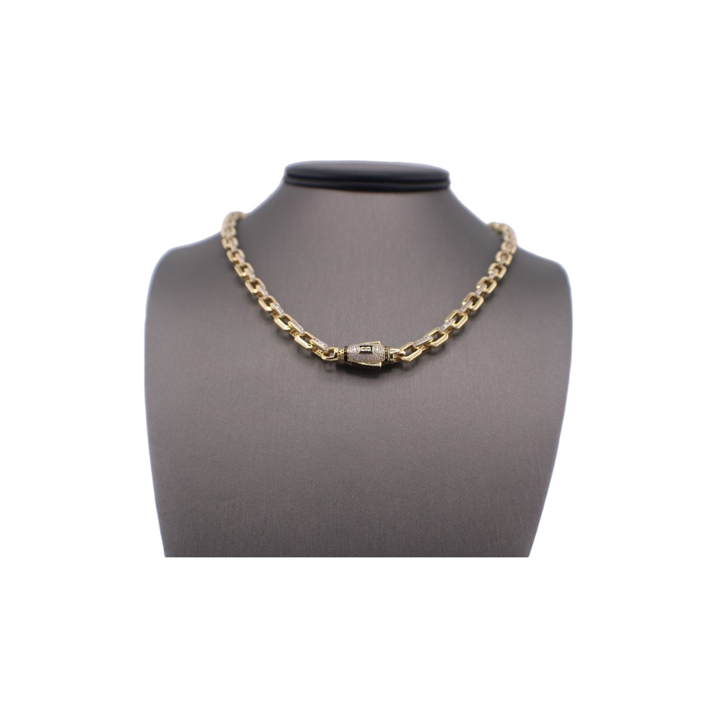 14KT Yellow Gold Fancy Monaco Square Link Chain.