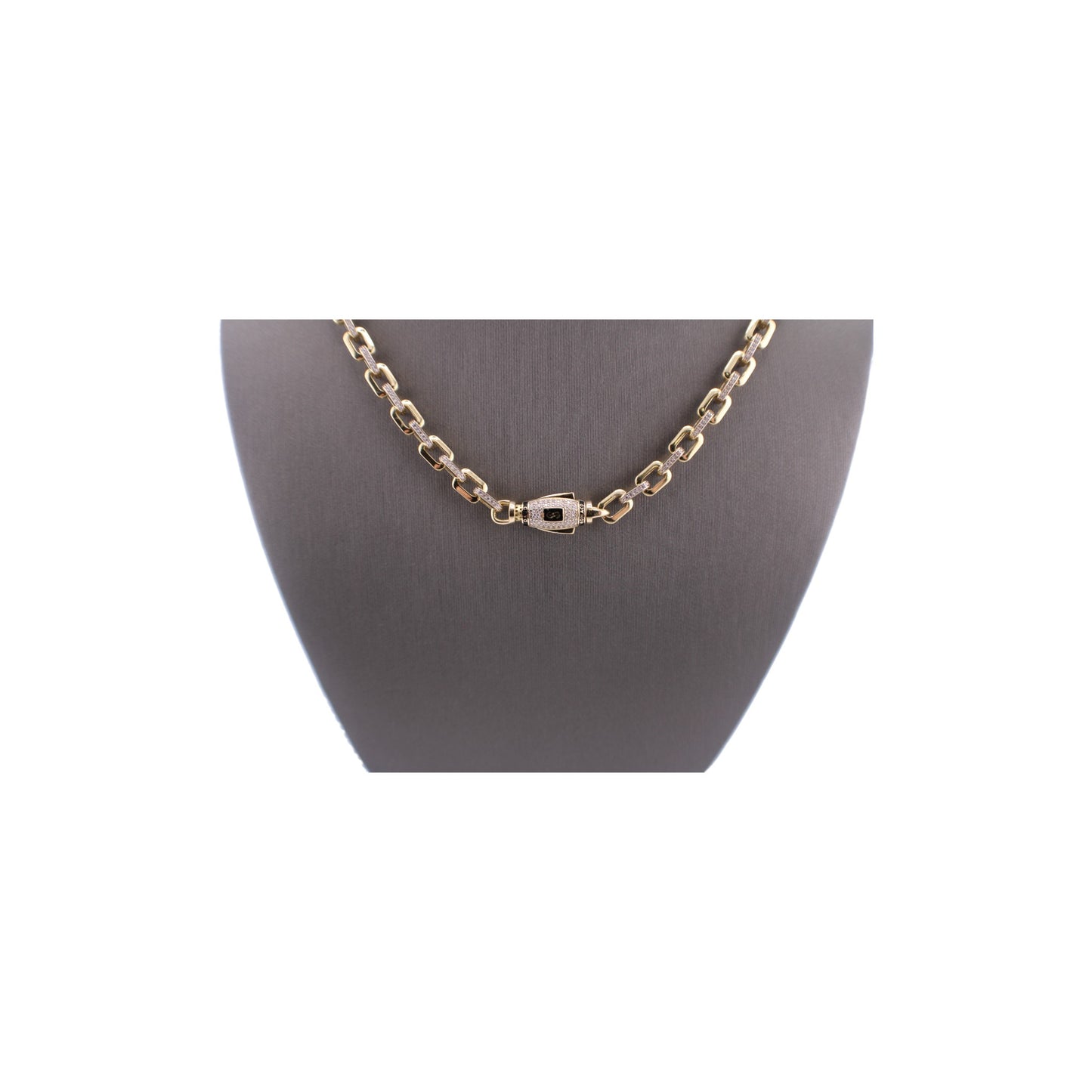 14KT Yellow Gold Fancy Monaco Square Link Chain.