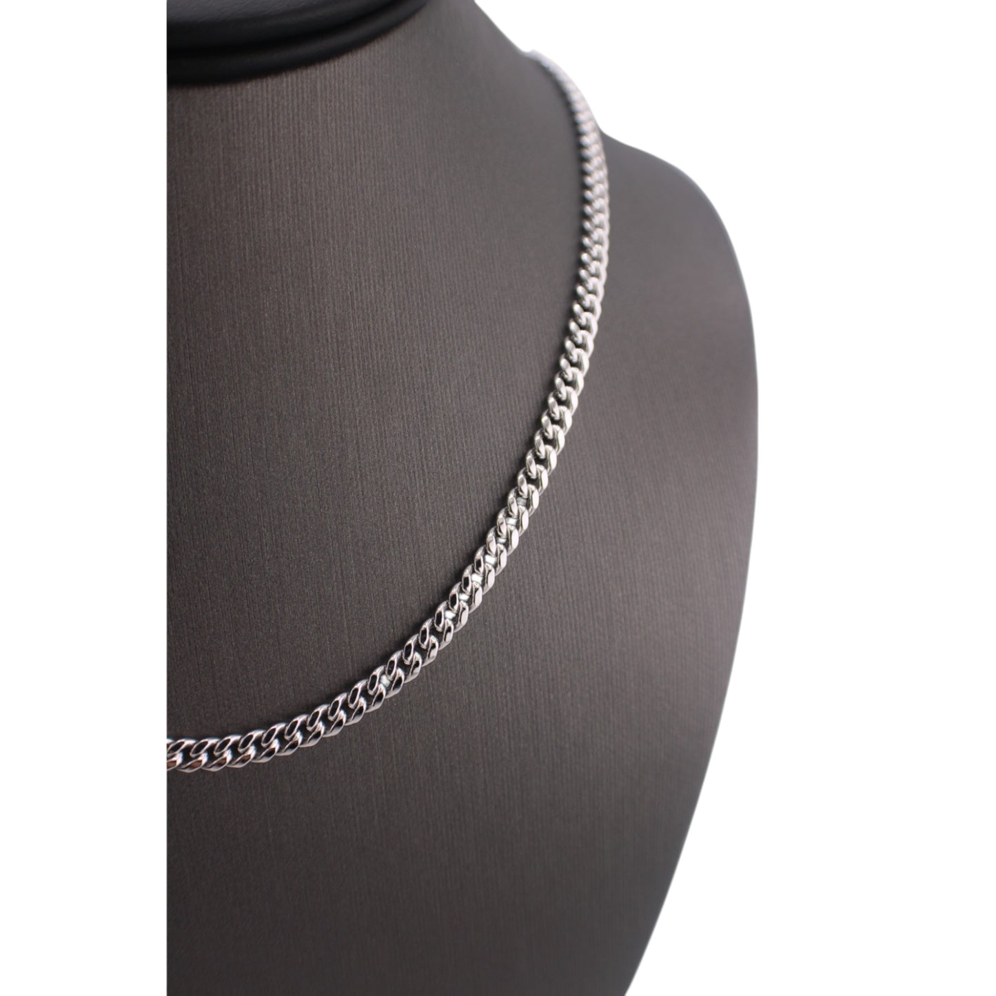 10KT White Gold Fancy Cuban-Link 4.5mm Semi-solid 18" Chain