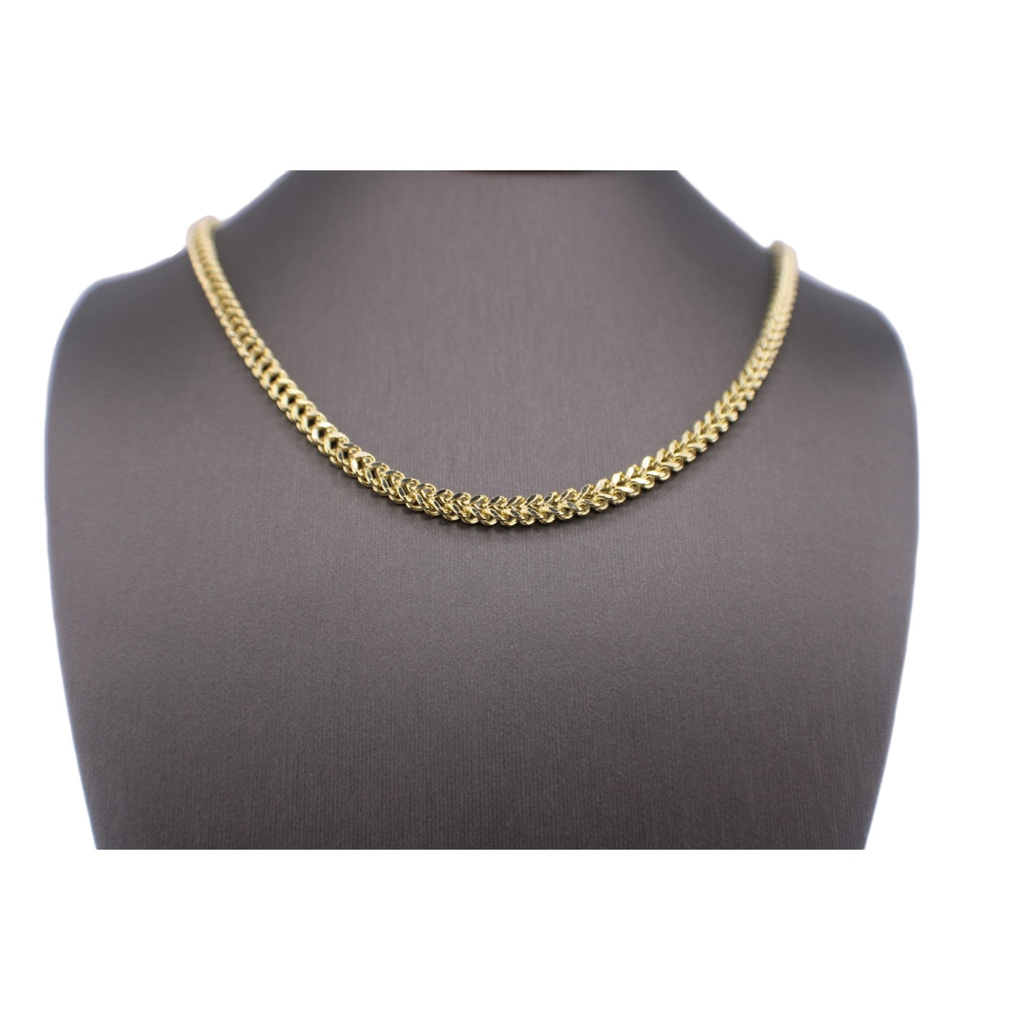 10KT Yellow Gold Fancy Franco-Link Semi-solid 4.5mm Chain 24"