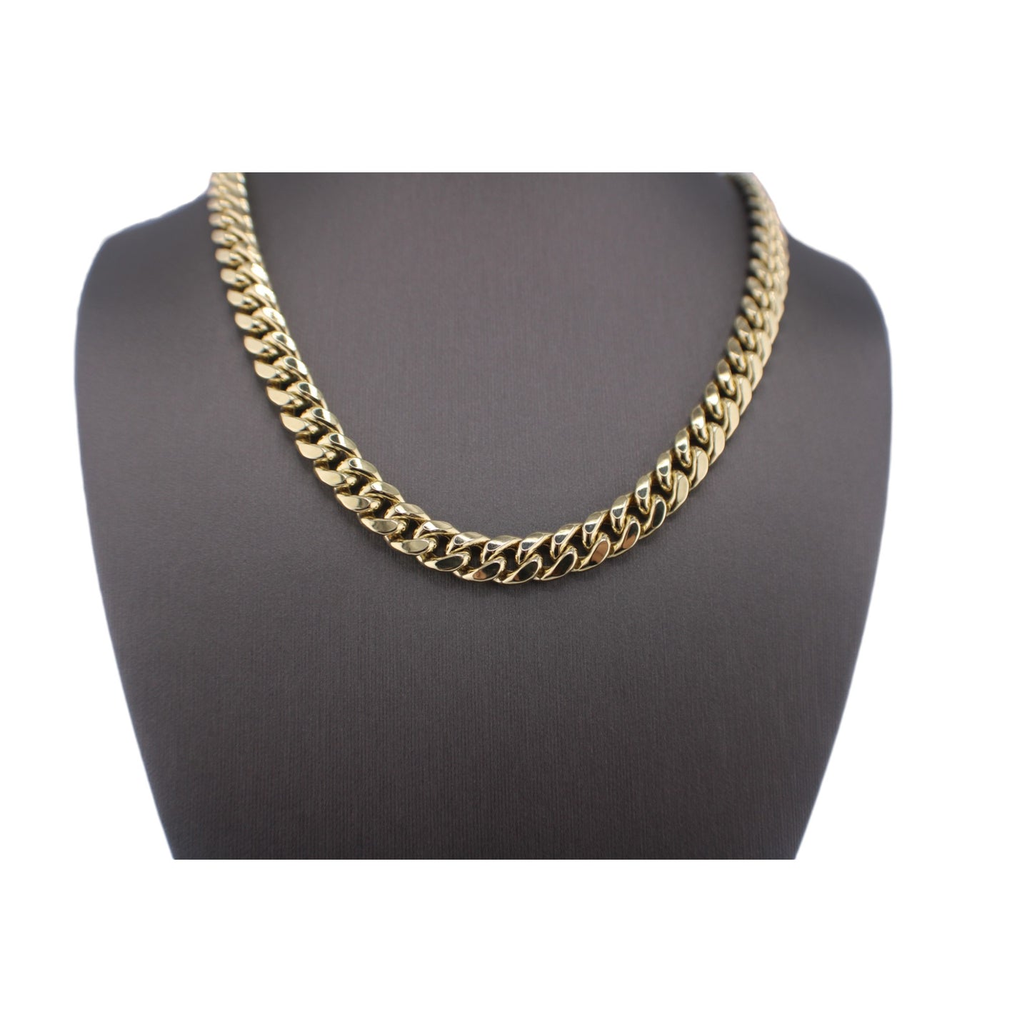 10KT Yellow Gold Fancy Cuban-Link 9.3mm Semi-solid Chain 24"