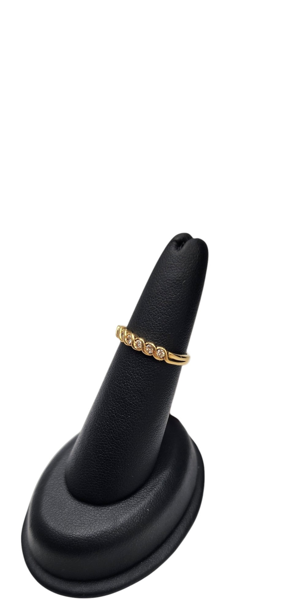 18KT Yellow Gold .20cttw W/ White Diamond Swirl Wedding Band Ring