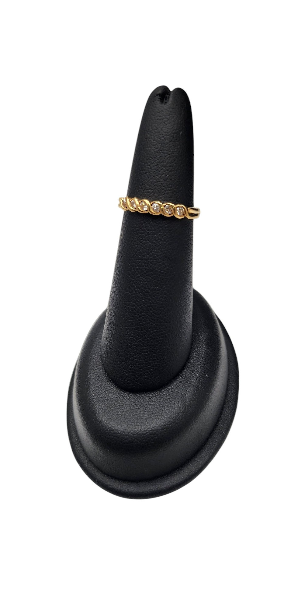 18KT Yellow Gold .20cttw W/ White Diamond Swirl Wedding Band Ring