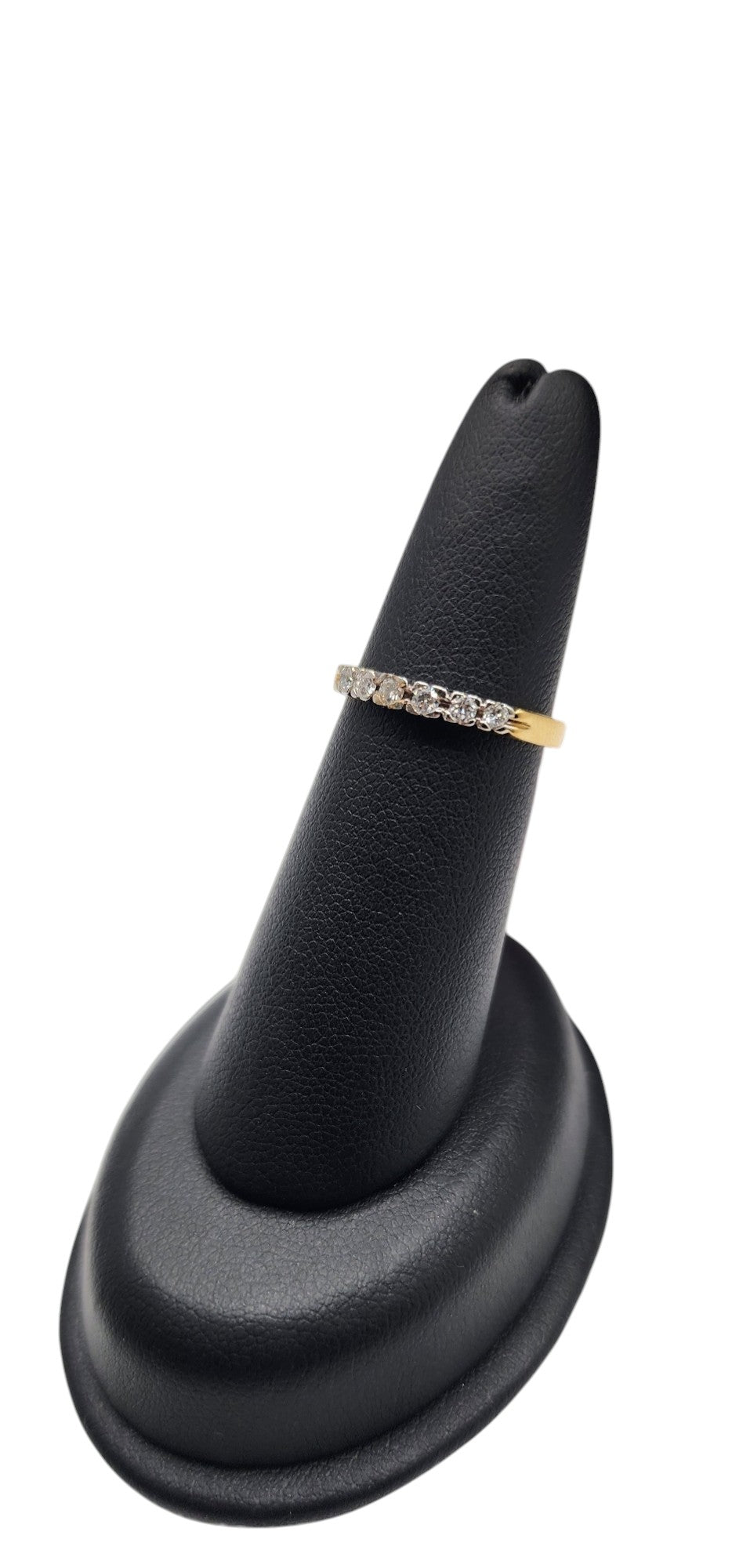 18KT Yellow & White Gold 0.20cttw W/ White Diamond Single Wedding Band Ring