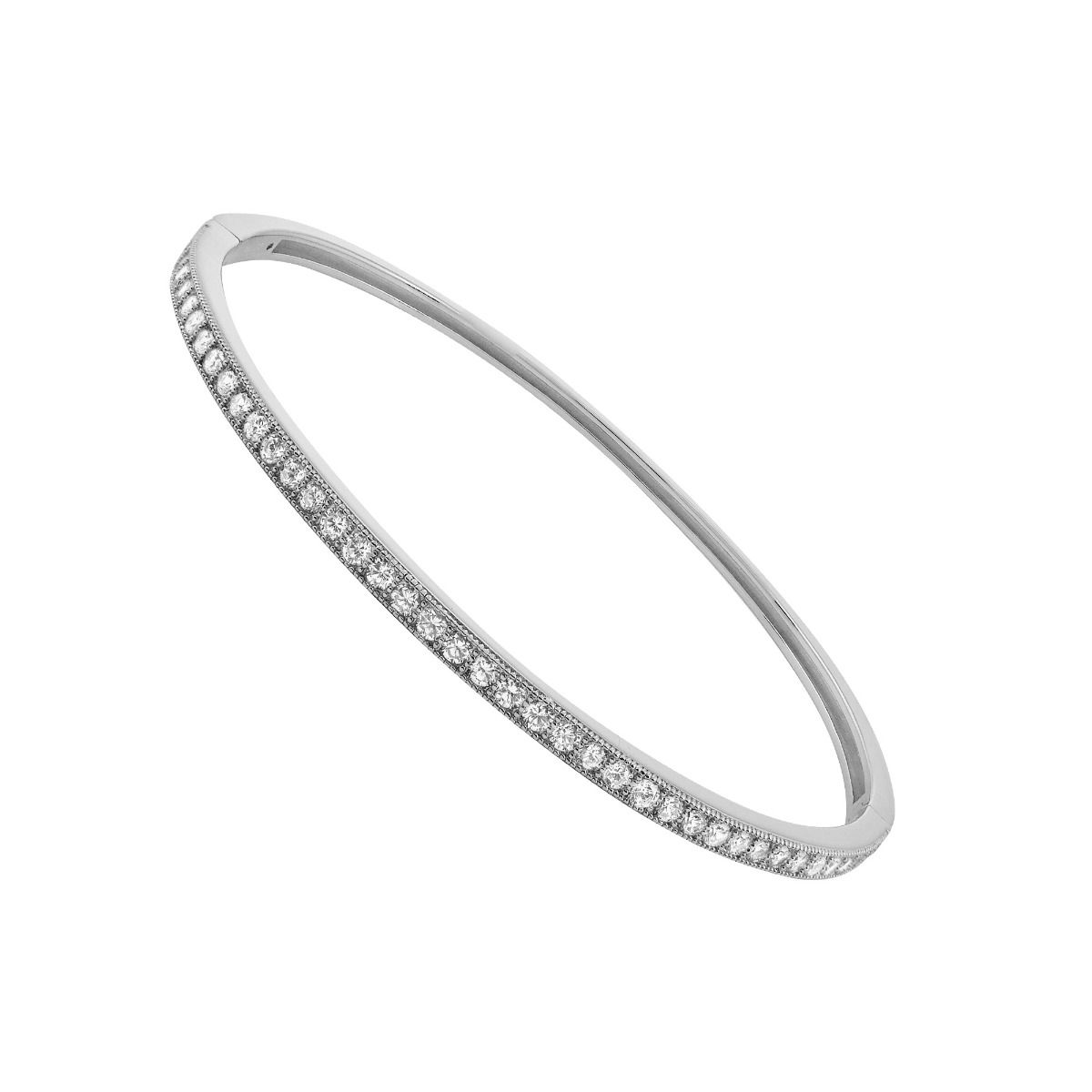 Silver Collection/ 1 Row Of White Cz 3.5mm Bangle Bracelet