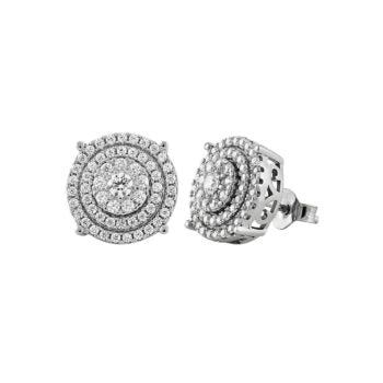 Silver Pendants Collection Row Circle W/ White Cz