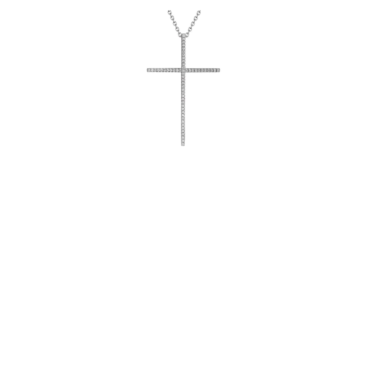 Silver Pendants Collection 32mm Cross W/ White Cz And 16" Chain