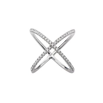 Silver Ring Collection 2-Row Design W/ White Cz