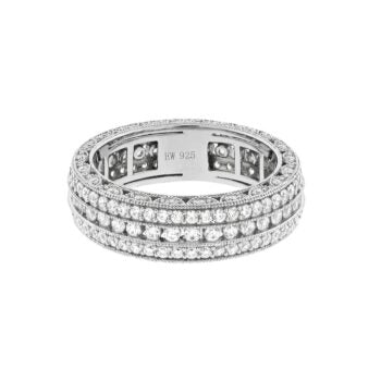 Silver Ring Collection Eternity Tread W/ White Cz Ring
