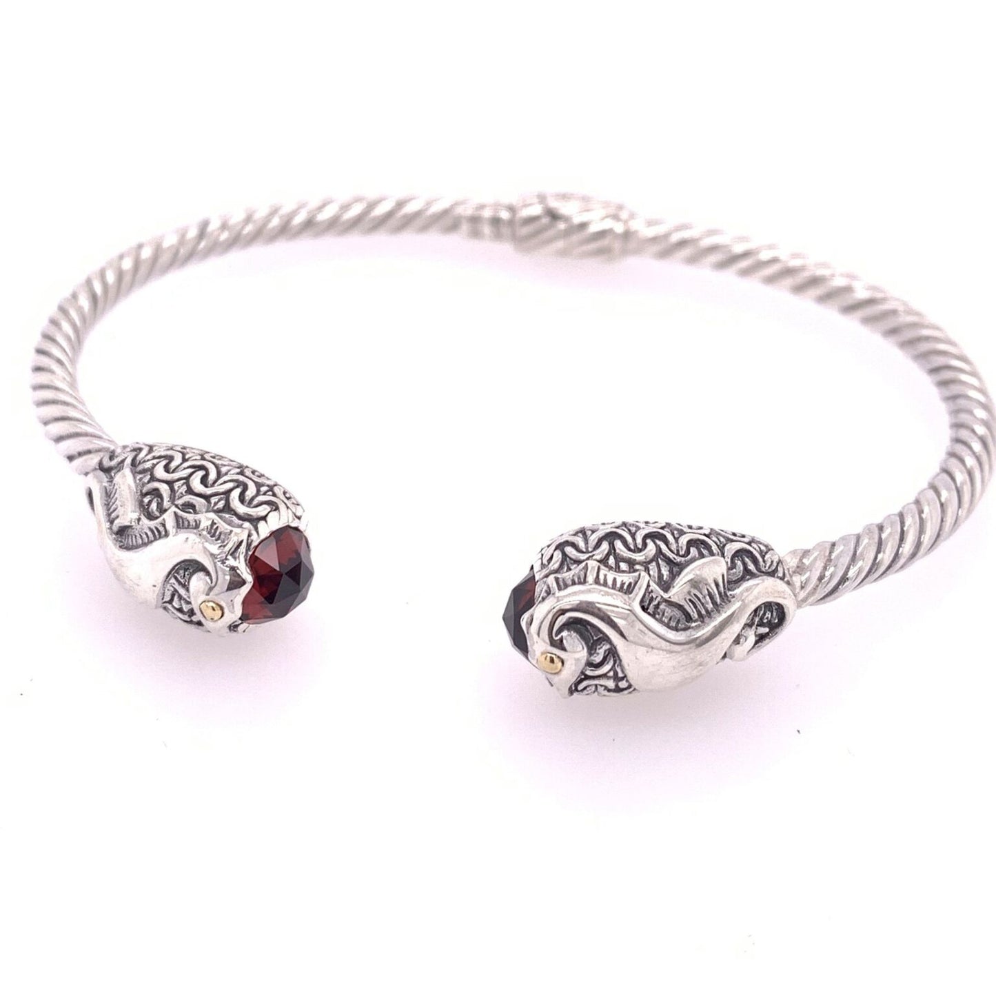 Bali Silver Collection W/ 18KT Garnet Seahorse Bali Bangles