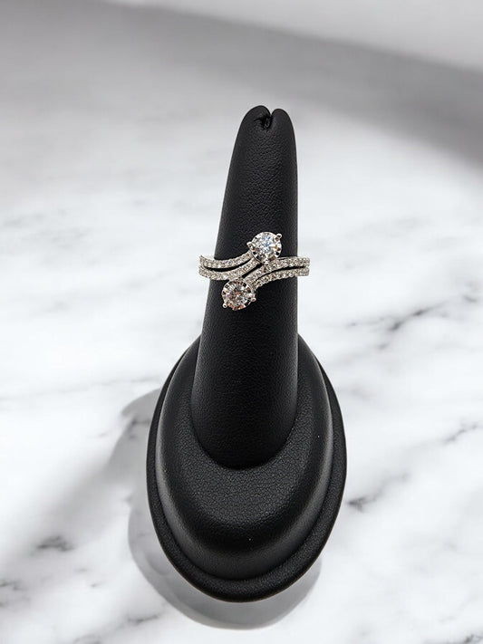 14KT White Gold 1cttw 2-stone  Diamond Ring