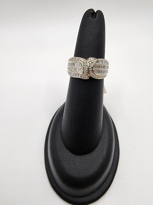 14KT White Gold 1.75 cttw Multi-Row & Bag Diamond Ring