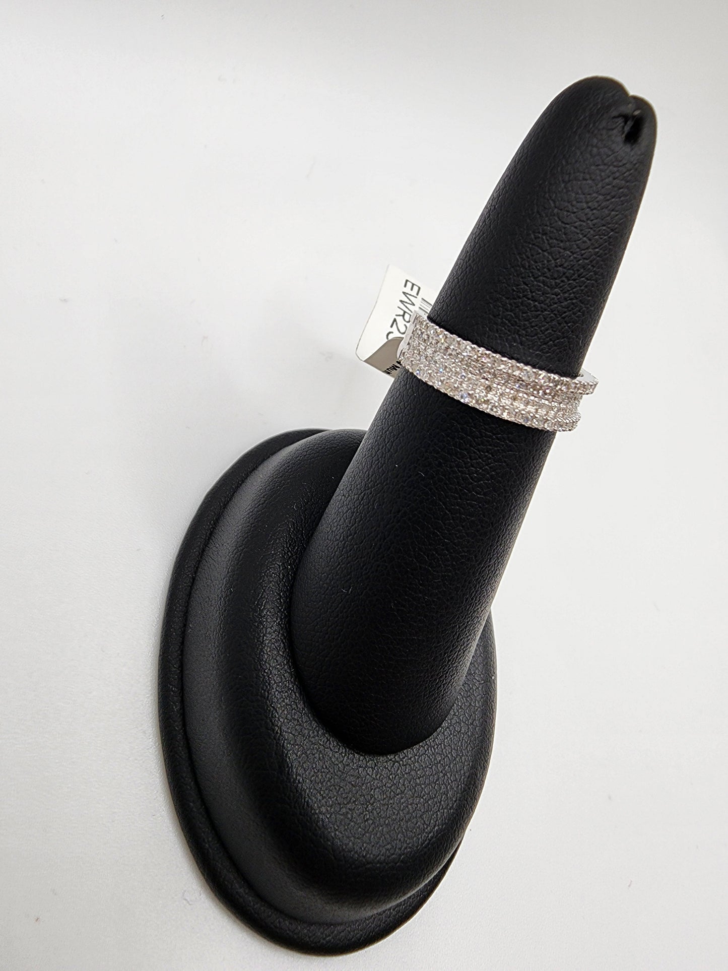 14KT White Gold Band Multi-Row Pave & White Diamond Ring