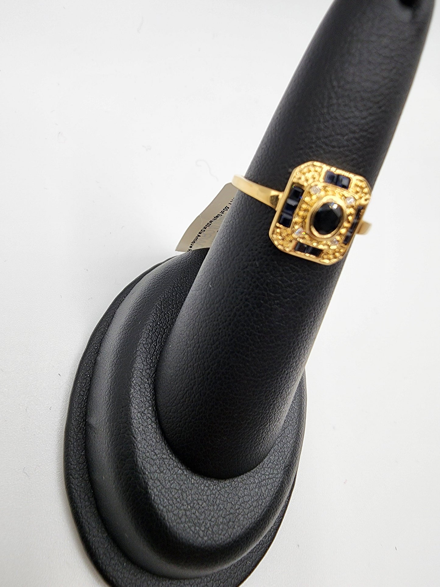 14KT Yellow Gold, Sapphire Antique w/ Diamond