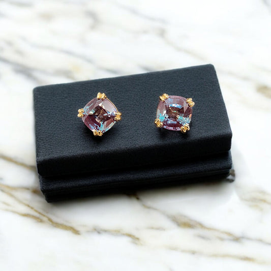 14KT Yellow Gold 5.70cttw Alexandrite Recrys Studs Earrings