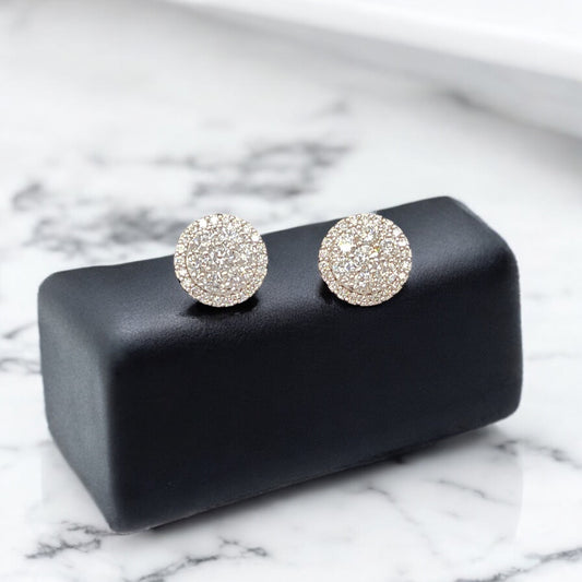 14KT Yellow Gold W/ Diamond 1.00cttw Cluster Halo Studs Earrings