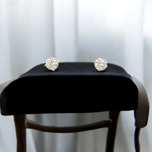 14KT Yellow Gold W/ Diamond .75cttw 4-Prong Cir Studs Earrings