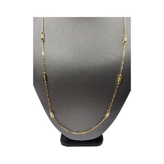 14KT Yellow / White Solid Paper-Clip Link Gold Chain.