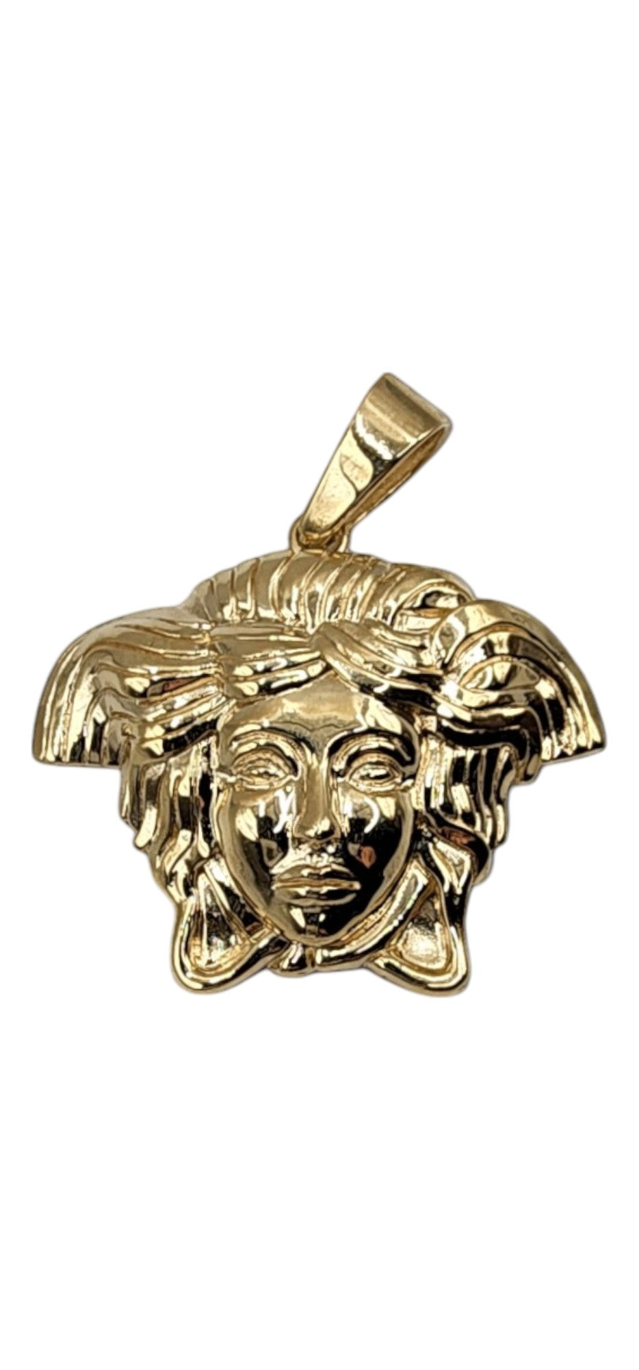 10KT Yellow Gold 54mm Semisolid Puff 15.1g Medusa Pendant