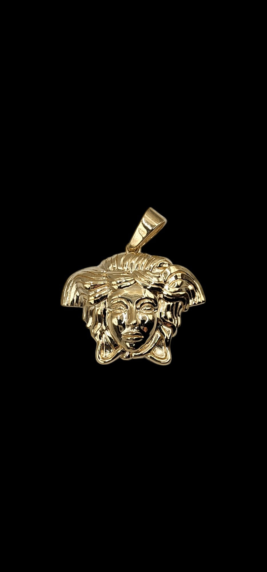 10KT Yellow Gold 54mm Semisolid Puff 15.1g Medusa Pendant