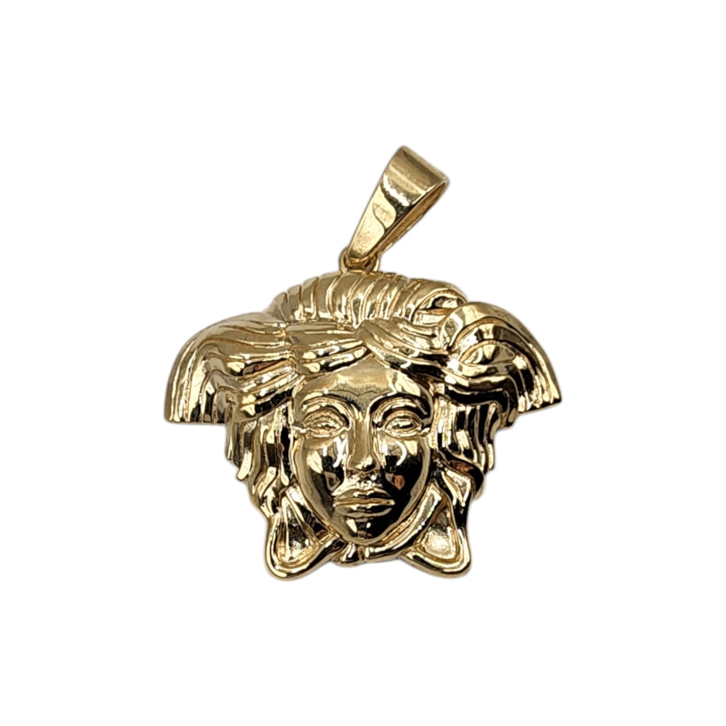 10KT Yellow Gold 54mm Semisolid Puff 15.1g Medusa Pendant