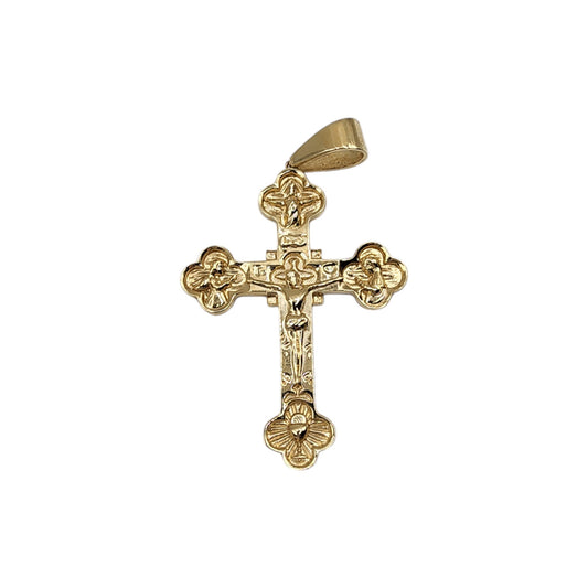 10KT Yellow Gold Fancy Cross Jesus Christ Size 75mm Pendant