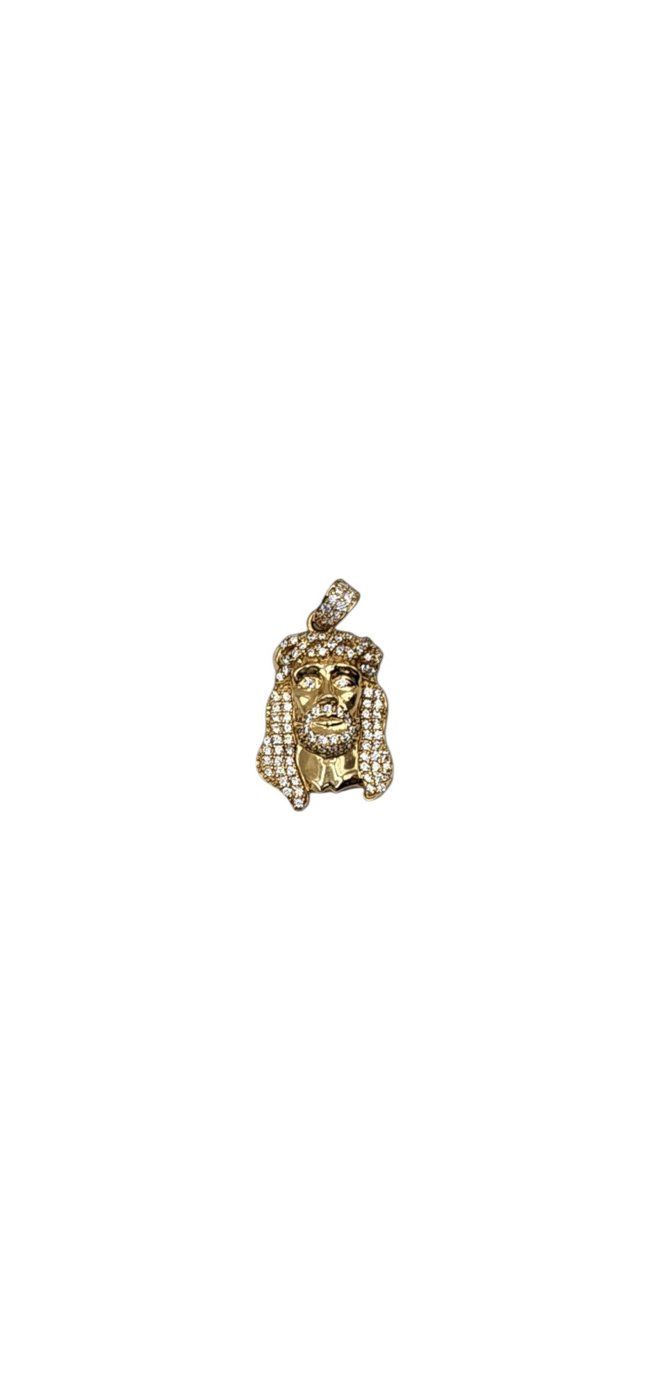 10KT Yellow Gold Christ 35mm W/ White Cz 3.4g Pendant