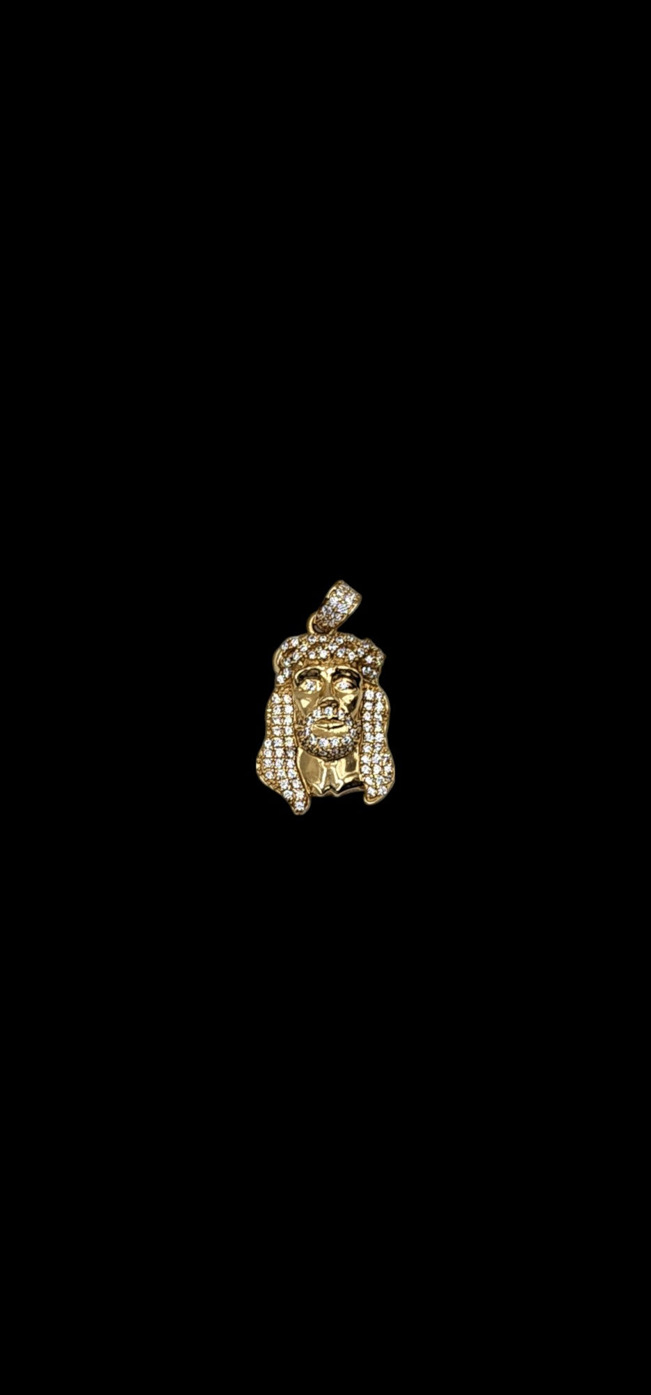 10KT Yellow Gold Christ 35mm W/ White Cz 3.4g Pendant