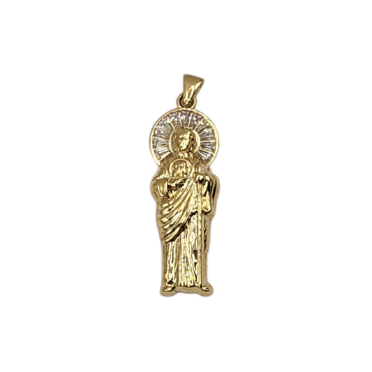 10KT Yellow Gold 3.3g Saint Jude W/ CZ Pendant 40mm