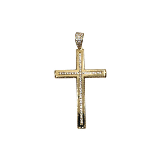 10KT Yellow Gold Fancy Cross 5.1g W/ Cz 60mm Pendant