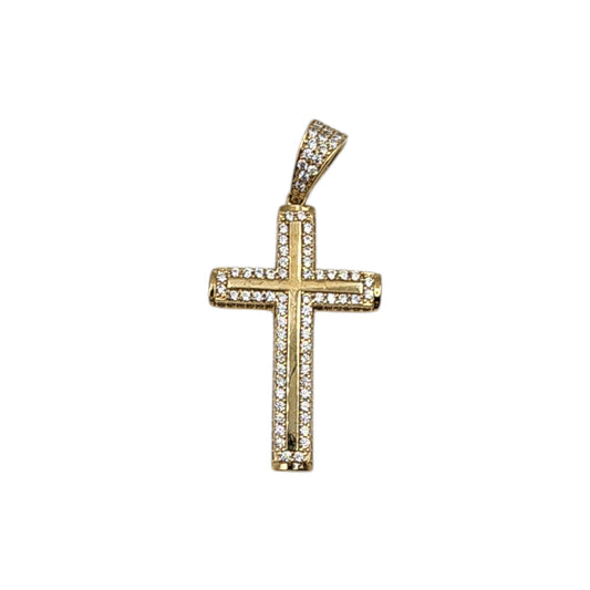 10KT Yellow Gold Fancy Cross 4.1g W/ Cz 45mm Pendant