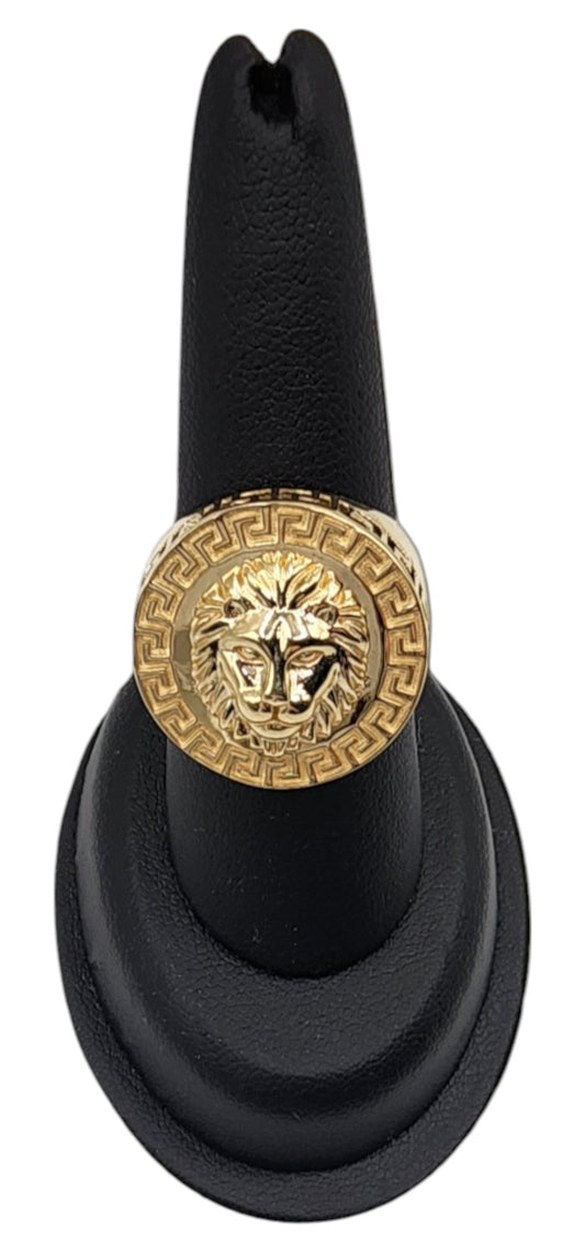 10KT Yellow Gold Semisolid Fancy Lion Head Man Ring