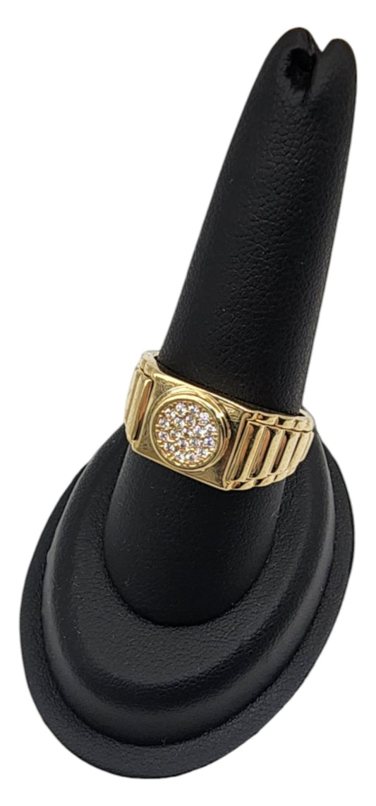 10KT Yellow Gold W/ White Cz in the Center Watch Design Man Ring