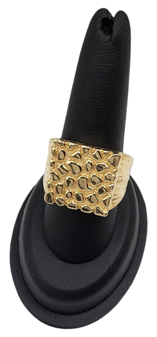 10KT Yellow Gold Semisolid Ring Nugget Men Ring