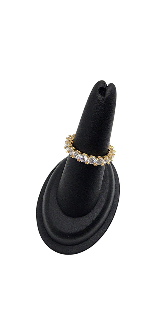 14KT Yellow Gold Fancy Design Eternity W/ White Cz Woman Ring