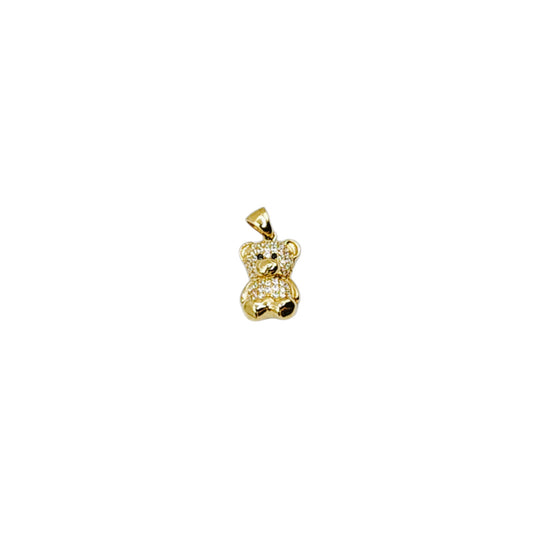 14KT Yellow Gold 21mm W/white Cz 2.1g Fancy Bear Pendant