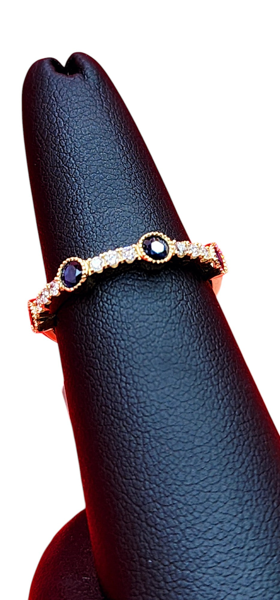 14KT Yellow Gold, Round Sapphire Bezel W/ .15Cttw Diamond Band