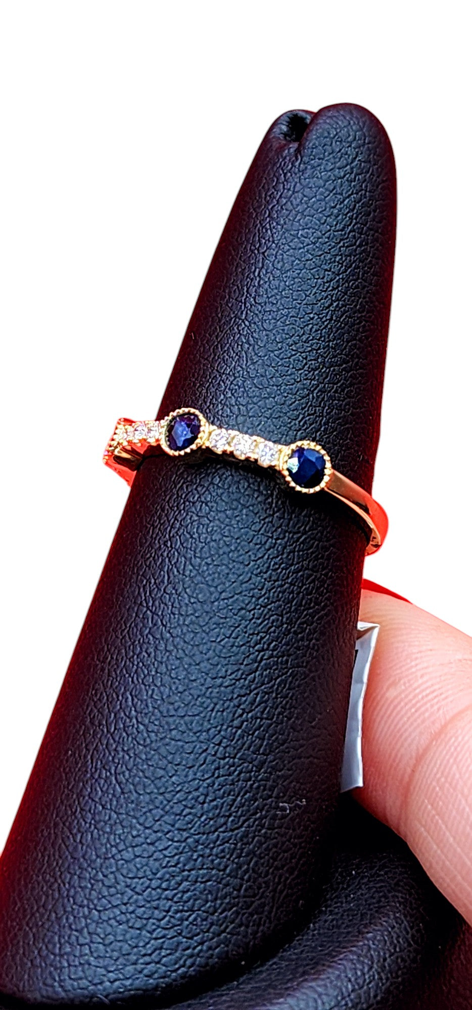 14KT Yellow Gold, Round Sapphire Bezel W/ .15Cttw Diamond Band