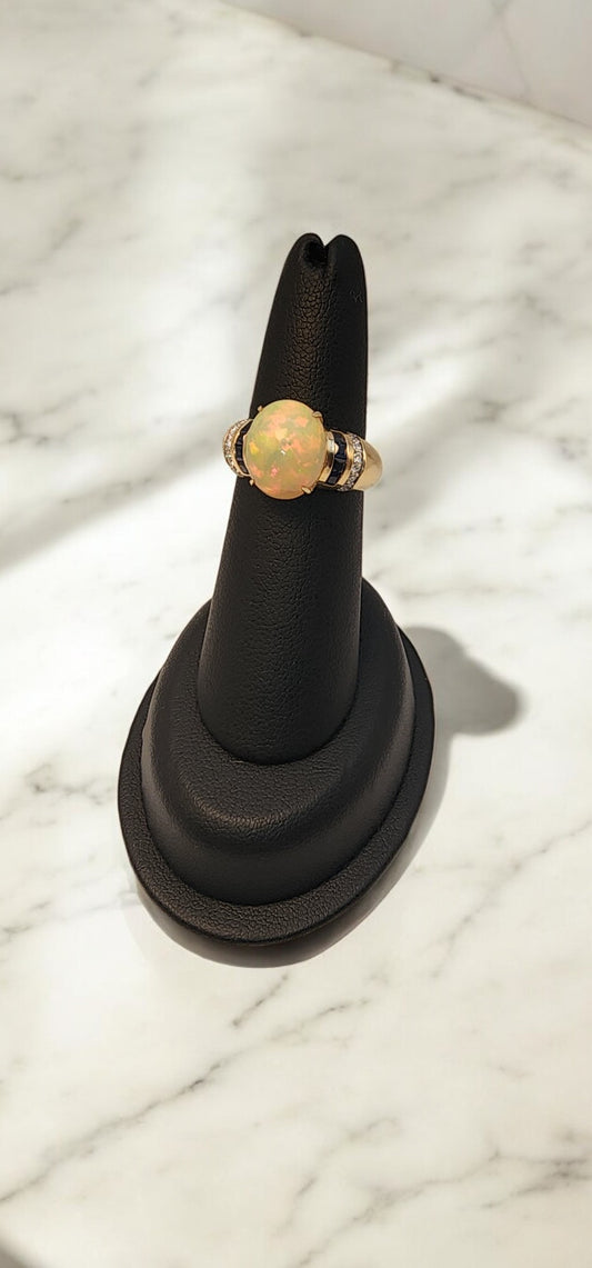 14KT Yellow Gold 2.81cttw Ethp Opal W/.65 Diamond