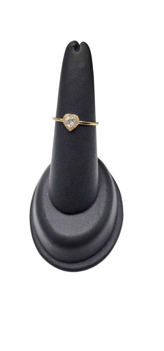 14KT Yellow Gold Fancy Stone Hart Design W/ White Cz Woman Ring