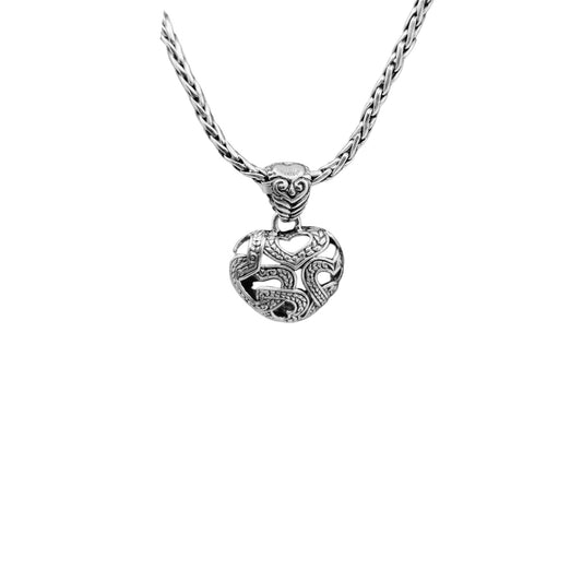 Bali Silver Pendants 20" Collection Lucky Hidden Heart Pendant