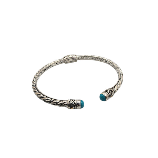 Silver Collection Plat/ W Turquoise Thin Twist Bangle Bracelet