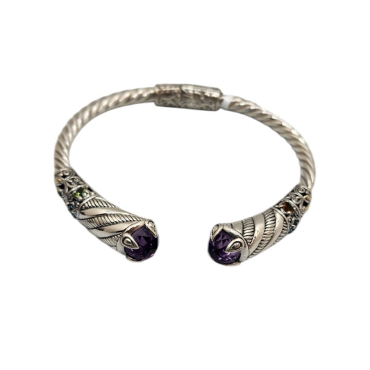 Bali Silver Collection/ 4 Prong Amethyst Doble Twist Bali Bangle Bracelet