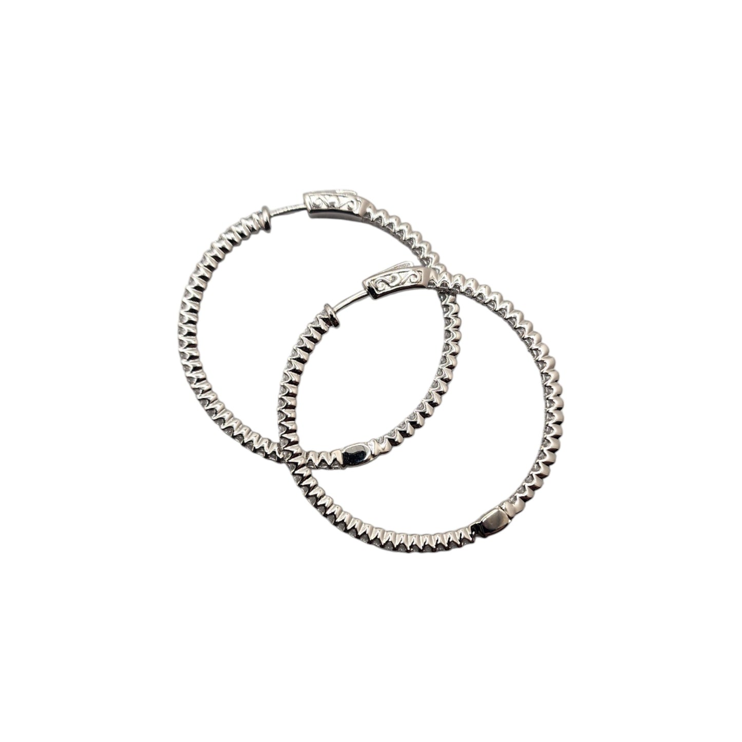 Silver Collection Med W / White Cz Inside-Out Hoops Earring