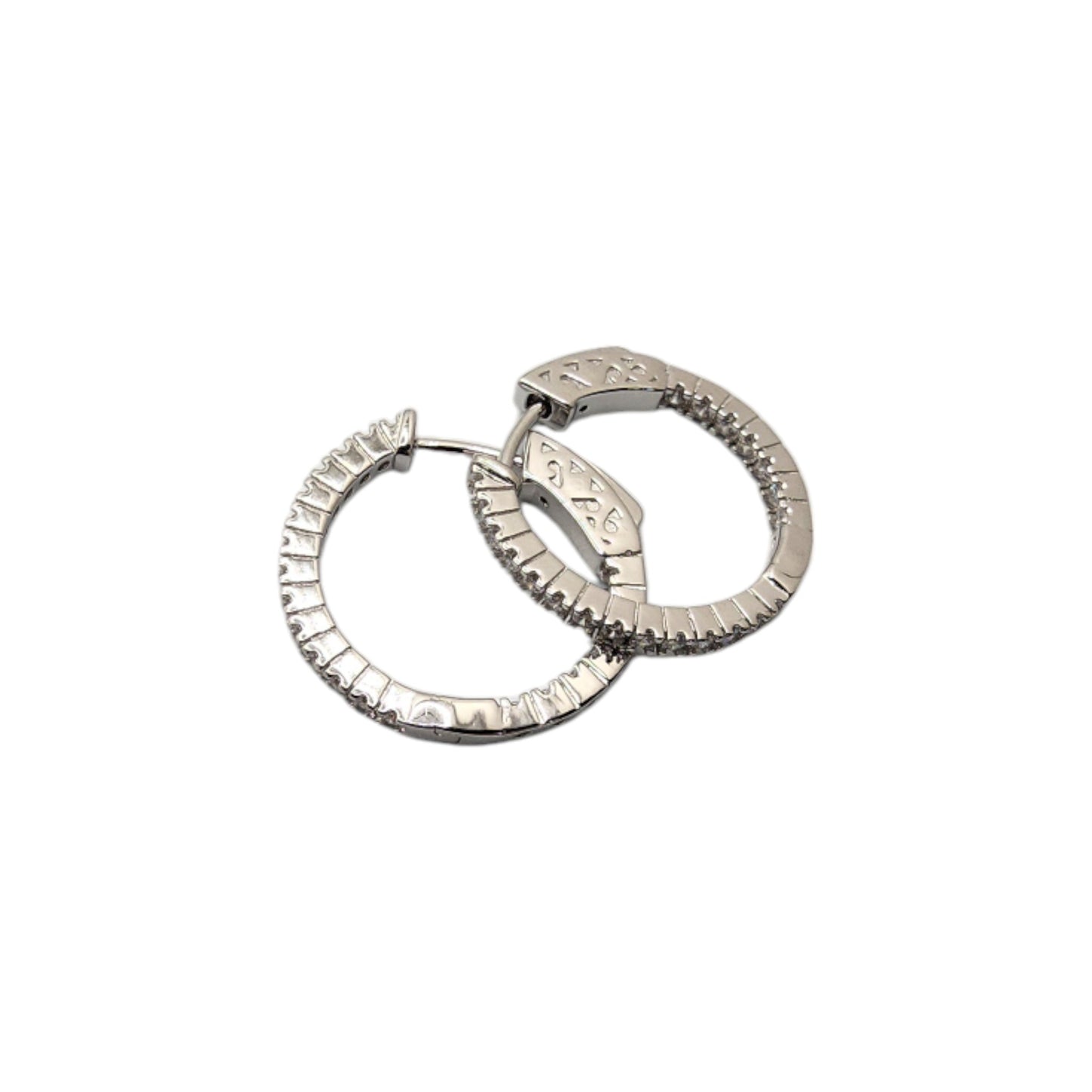 Silver Collection W / White Cz Hoops Earring