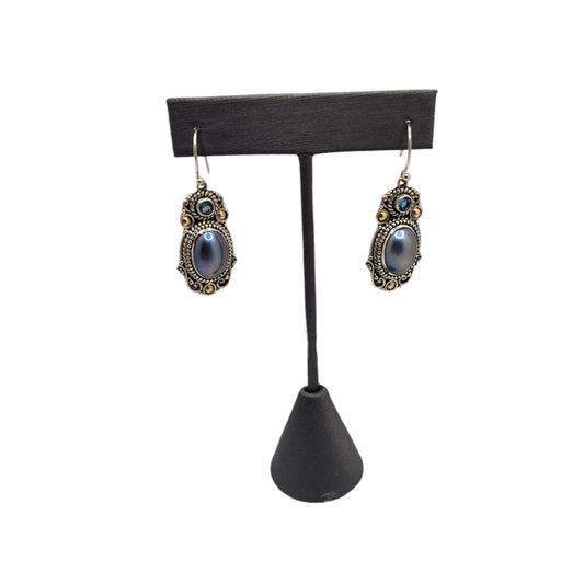 Bali Silver Collection W/ 18Kt Mabe Prl & Blue Topaz  Bali Earrings