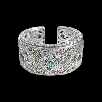 Bali Silver Collection W/ 18KT Tpz/Cit/Amy/Peri Bali Cuff Bangles