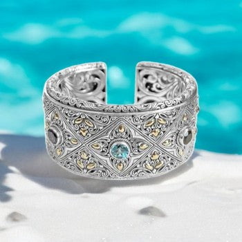 Bali Silver Collection W/ 18KT Tpz/Cit/Amy/Peri Bali Cuff Bangles
